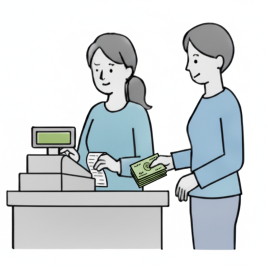 現金決済のイラスト1